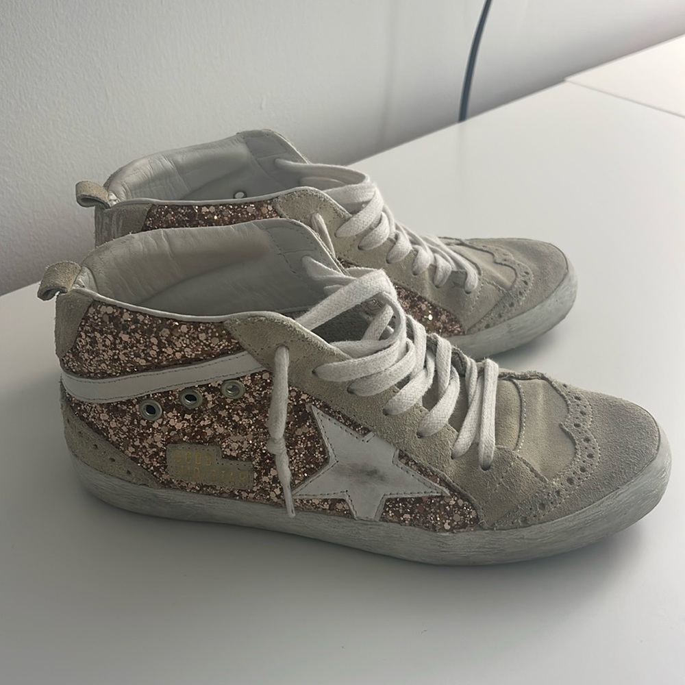 Golden Goose Mid Star Glitter Mid Top Sneakers